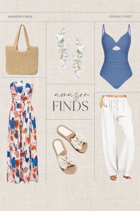 Amazon finds. I love this strapless dress and and one-piece swimsuit for a beach vacation. Loverly Grey, resort wear 

#LTKbeauty #LTKSeasonal #LTKstyletip