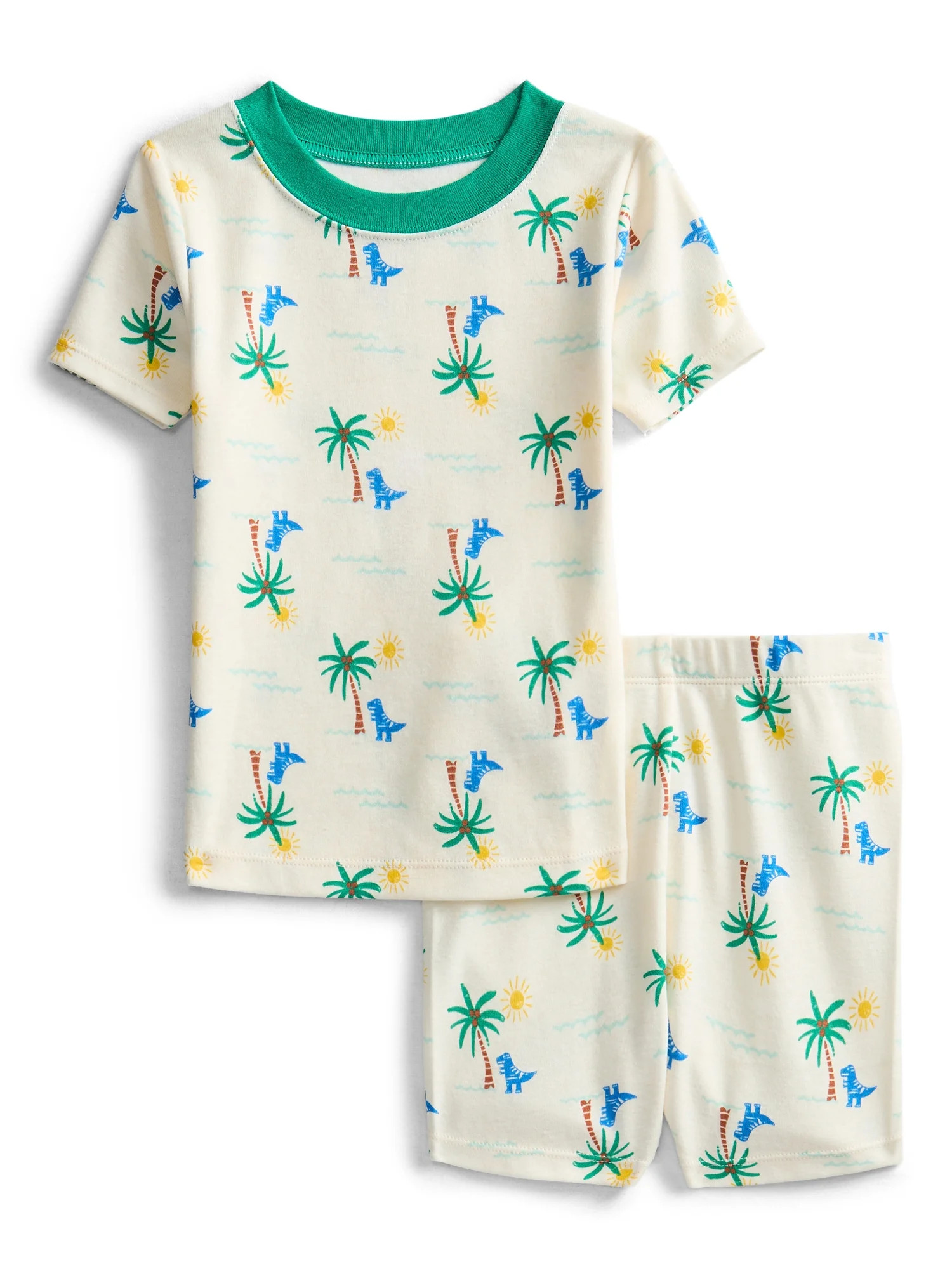 Wonder Nation Toddler Boys Printed Tee & Shorts, 2-Piece Cotton Pajama Set, Sizes 12M-5T - Walmar... | Walmart (US)