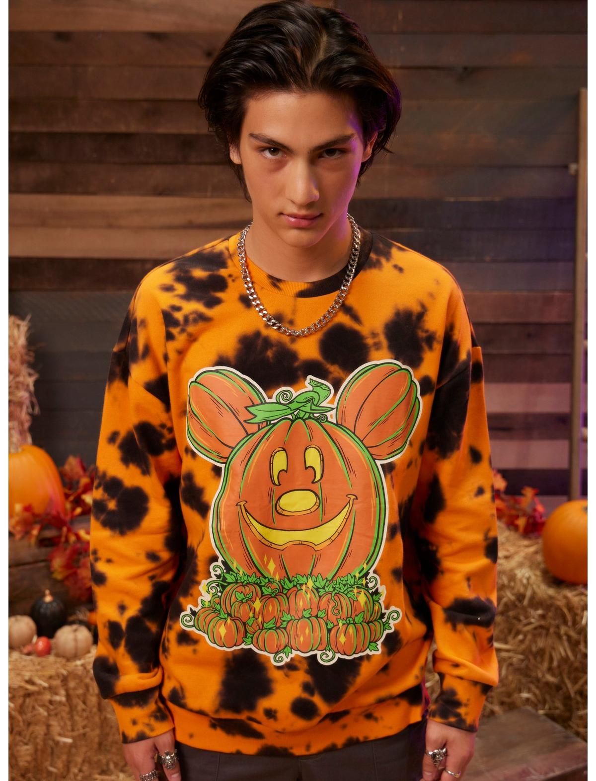 Our Universe Disney Halloween Mickey Mouse Pumpkin Tie-Dye Sweatshirt | Hot Topic | Hot Topic