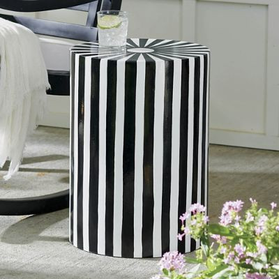 Malia Pinstripe Garden Stool | Grandin Road | Grandin Road
