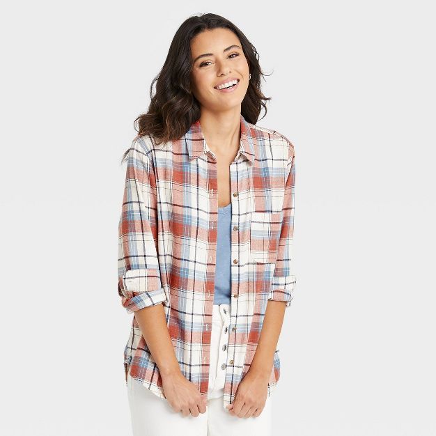 Women's Long Sleeve Flannel Button-Down Shirt - Universal Thread™ Plaid | Target