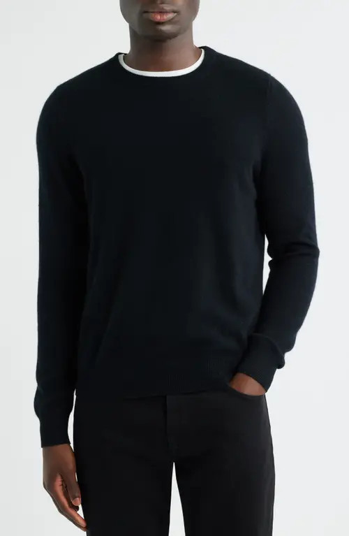 Nordstrom Cashmere Crewneck Sweater in Black Caviar at Nordstrom, Size Xx-Large | Nordstrom