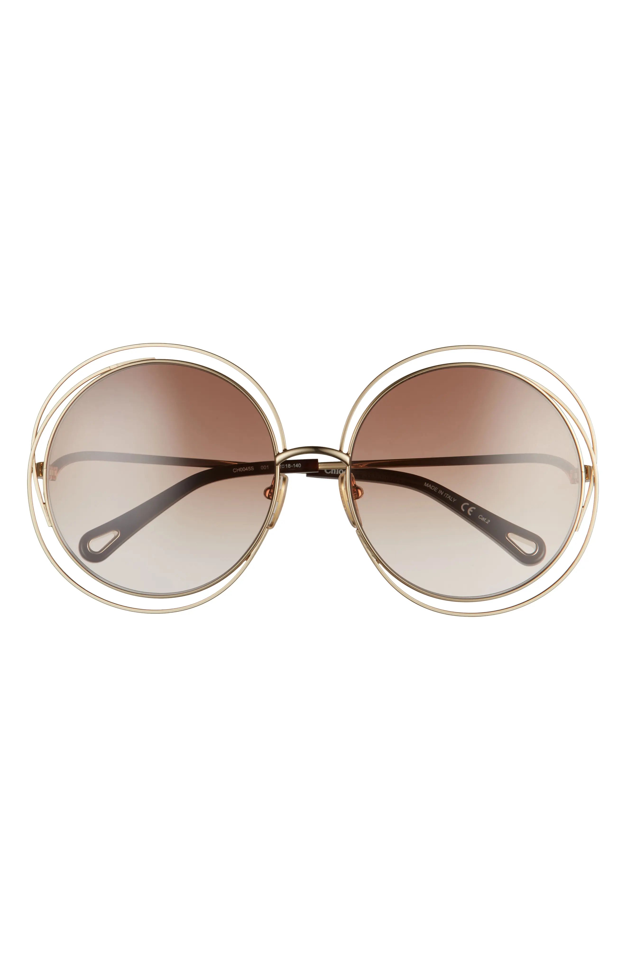 Women's Chloe 62mm Gradient Round Sunglasses - Gold/ Brown Gradient | Nordstrom