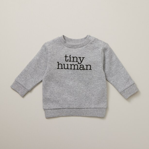 MONOCHROME CREWNECK SWEATER, TINY HUMAN GREY 12-18 MONTHS | Indigo (CA)