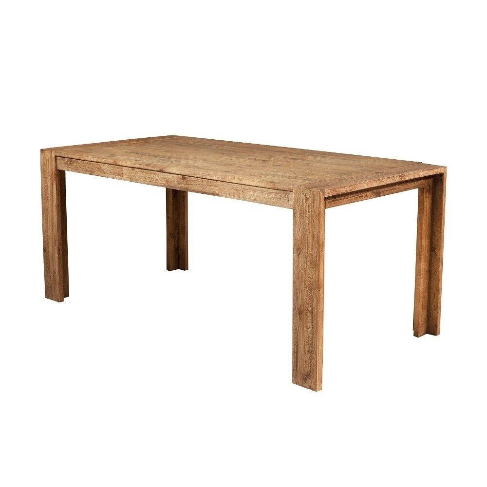 Rectangular Wooden Dining Table with Fixed Top and Block Legs, Brown | Bed Bath & Beyond
