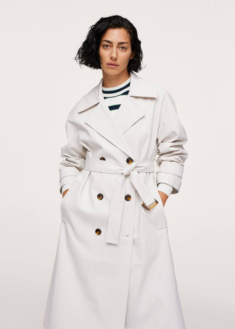 Leather-effect oversized trench coat | MANGO (US)