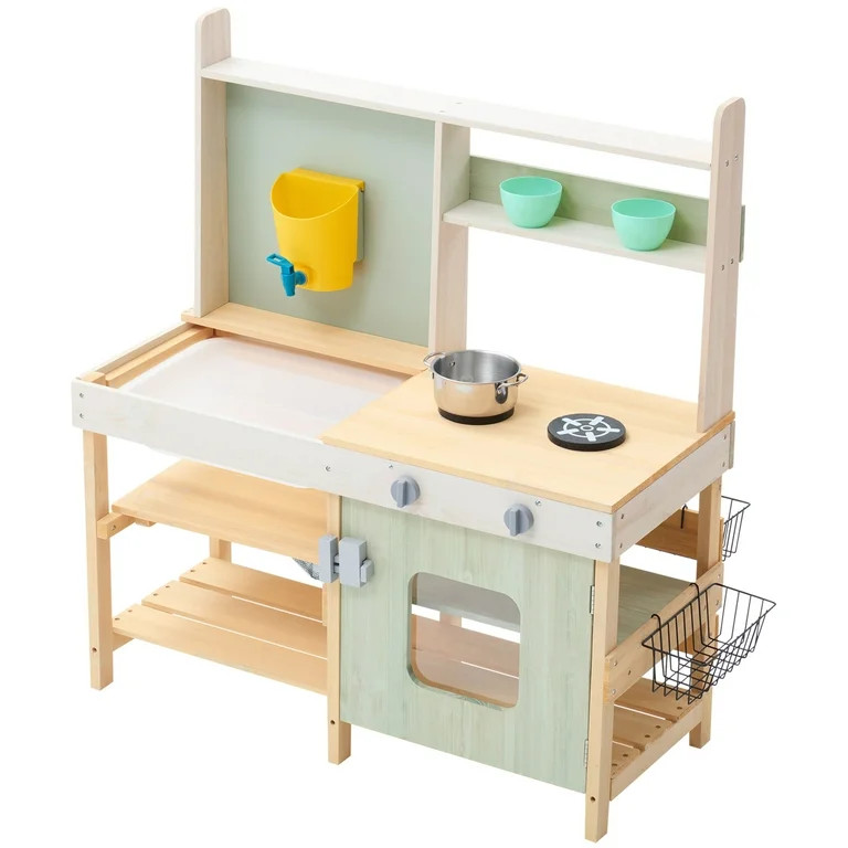 KFFKFF Children's Mud Kitchen, Playset Made of Wood, Outdoor Miniature Supermarket Set for Toddle... | Walmart (US)