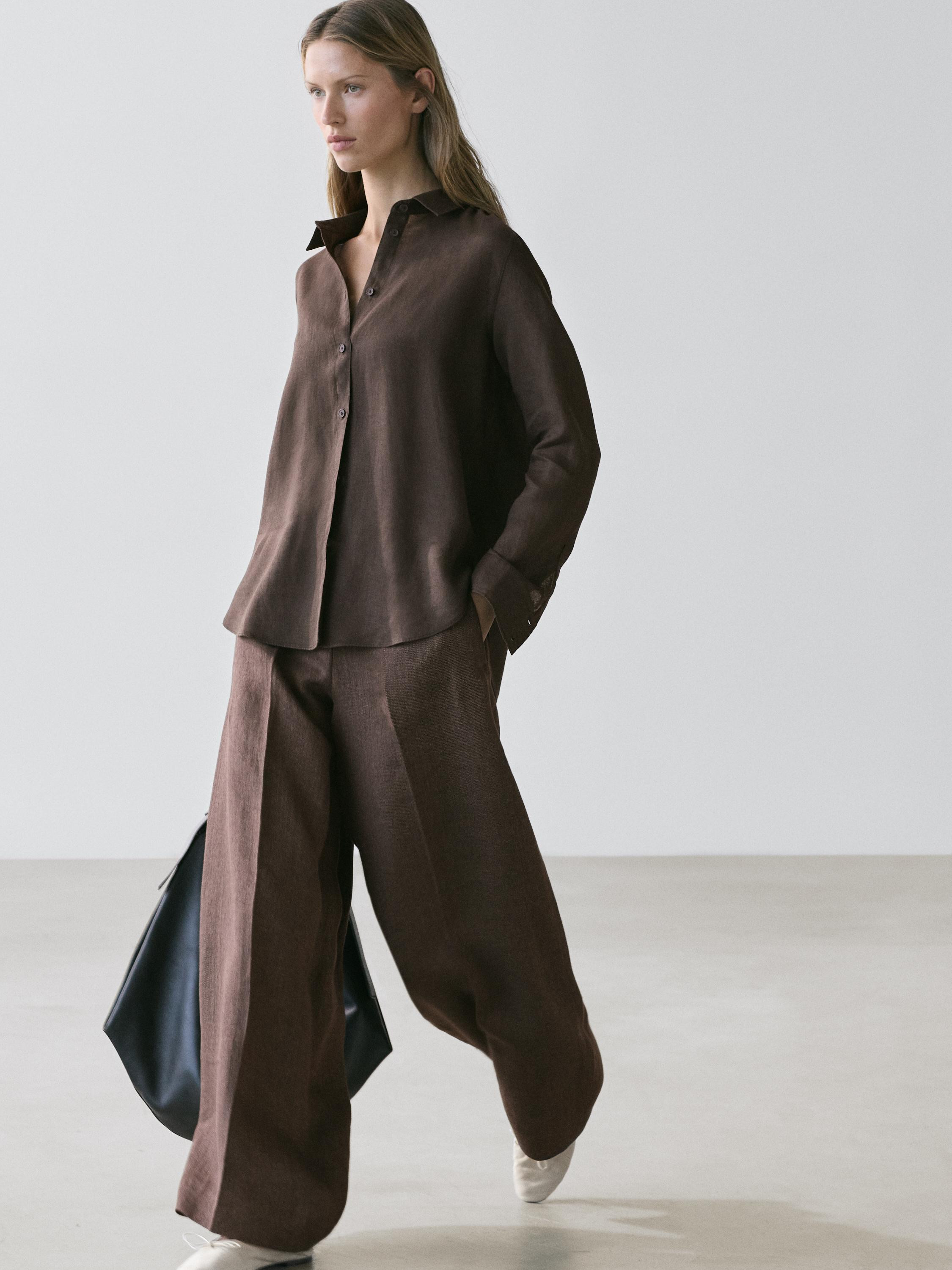 Flowing 100% linen shirt | Massimo Dutti US