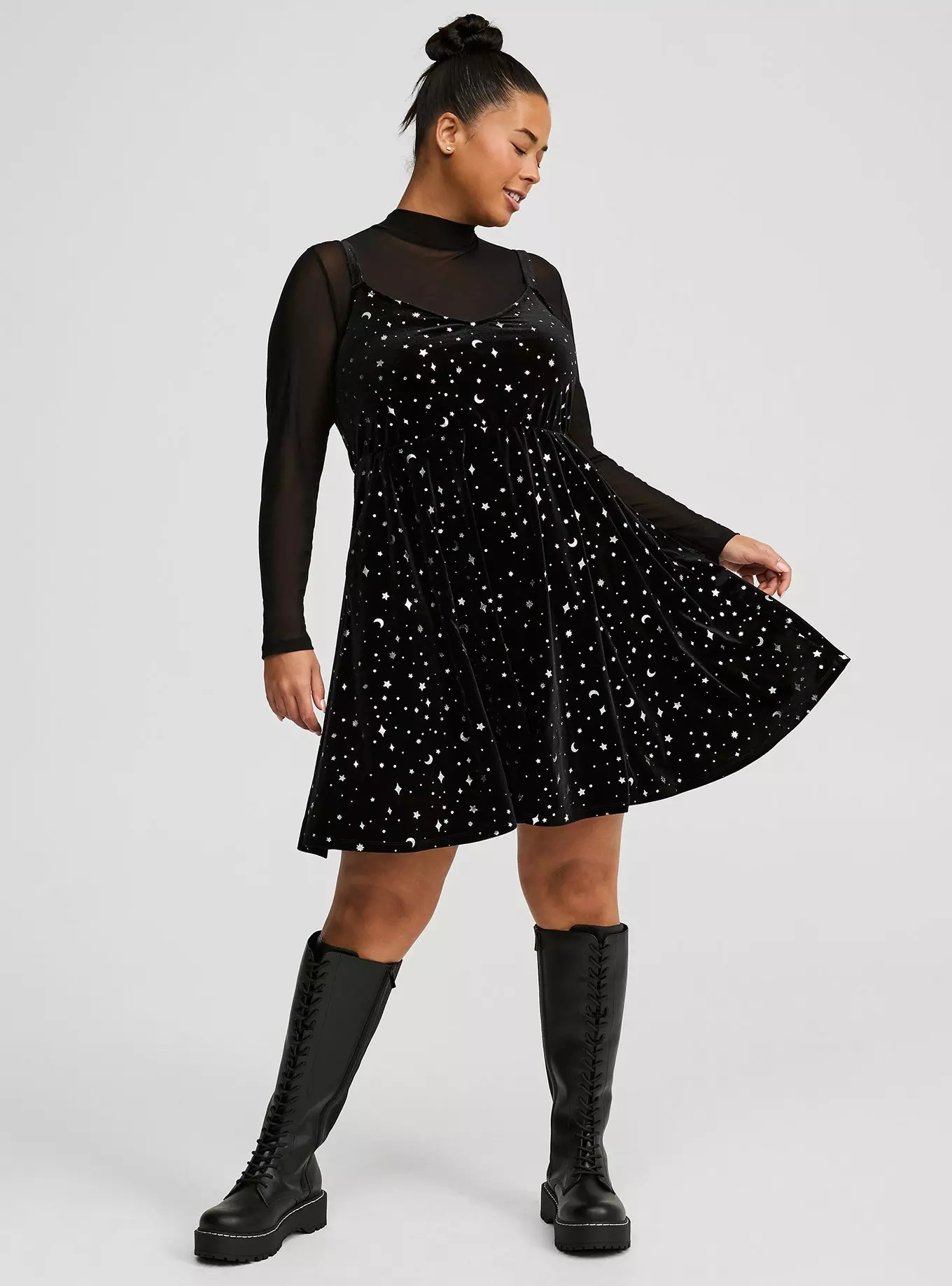 Mini Velvet Foil Print Sleeveless Dress | Torrid (US & Canada)