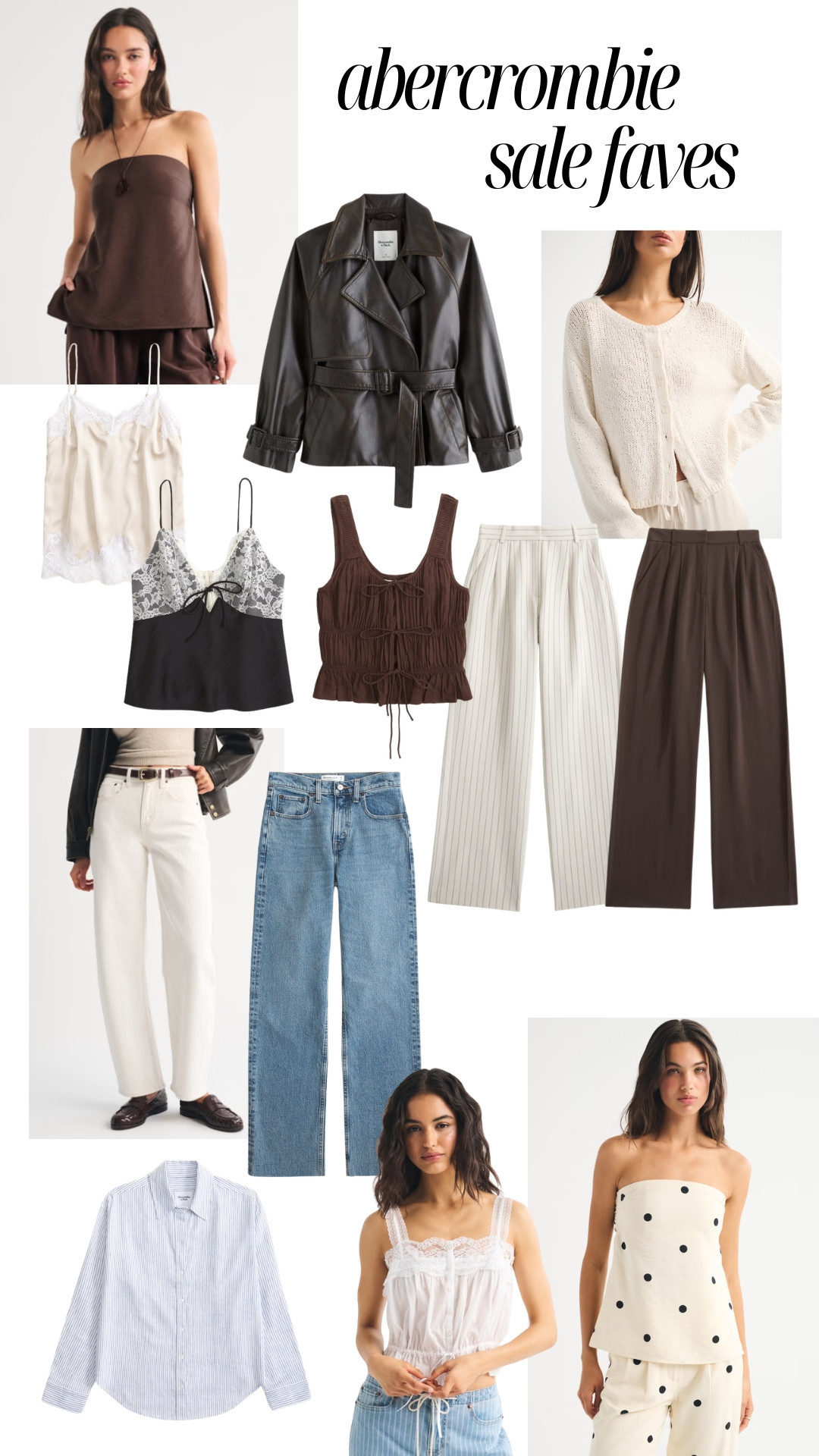 Abercrombie have 20-40% off this weekend, and if you use code AFXLTK you'll receive an additional 15% off! Spring faves, barrel jeans and a nice lace satin top, blue and white denim, tailored trousers, workwear, chocolate brown, leather trench jacket, polka dots 

 #LTKspring #LTKjeans #LTKstyletip