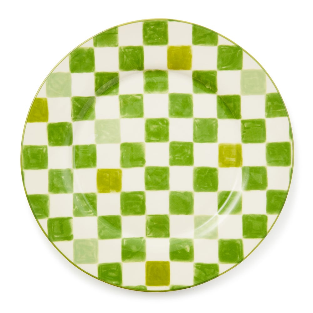 Pink Check Round Platter | MacKenzie-Childs