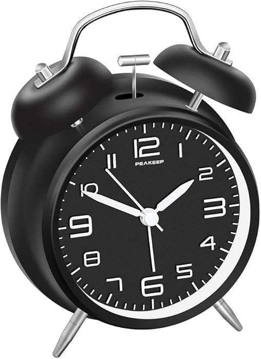 Peakeep 4 Inches Twin Bell Loud Alarm Clock for Heavy Sleepers, Backlight, Battery Operated Old F... | Amazon (US)