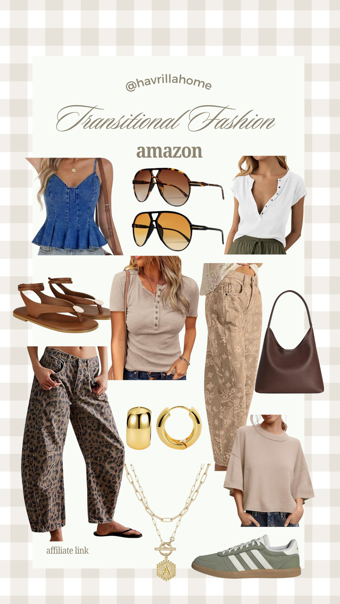 Transitional Fashion Amazon, transitional fall outfits, Amazon fashion finds, neutral outfits, casual fall fashion, Amazon women's clothing, everyday style, capsule wardrobe, leopard jeans, henley top, oversized sweater, denim peplum top, brown handbag, gold jewelry, Adidas sneakers, fall sandals, neutral wardrobe, effortless style, Amazon accessories, fall capsule wardrobe, women's fashion inspiration

#LTKSeasonal #LTKHome