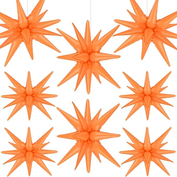 8 Pcs Orange Star Balloons, 27/22 inch One-Piece Explosion Foil Balloons for Birthday, Baby Showe... | Amazon (US)