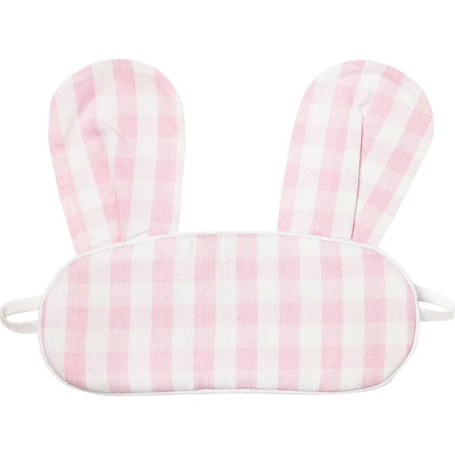 Petite Plume | Pink Gingham Bunny Eyemask (Pink Plaid) | Maisonette | Maisonette