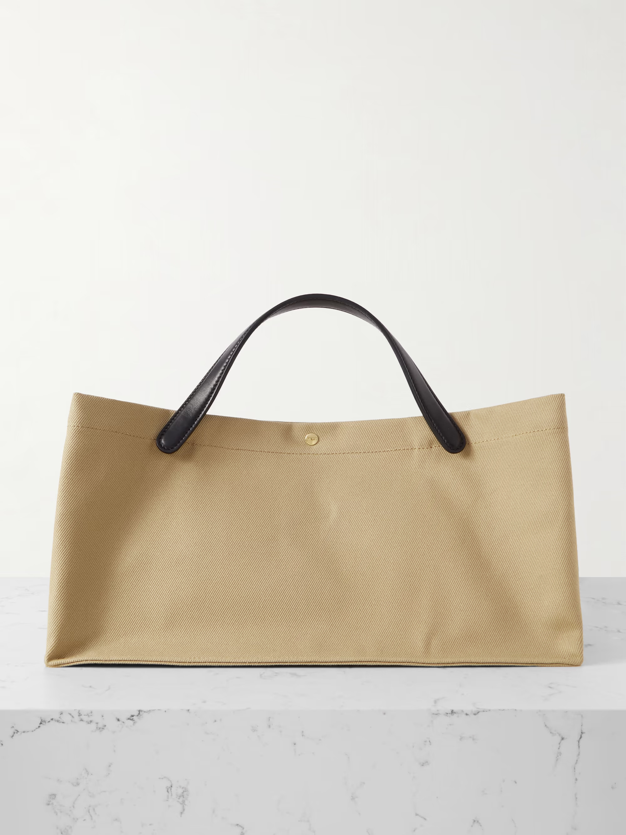 Idaho medium leather-trimmed cotton-twill tote | NET-A-PORTER (UK & EU)