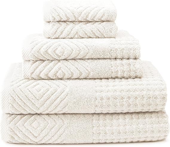 Texere 100% Organic Cotton Diamond Jacquard Luxury Bath Towel Sets - Soft and Absorbent Hotel and... | Amazon (US)