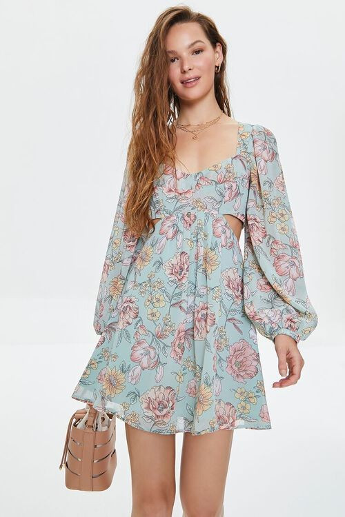 Floral Print Cutout Mini Dress | Forever 21 (US)