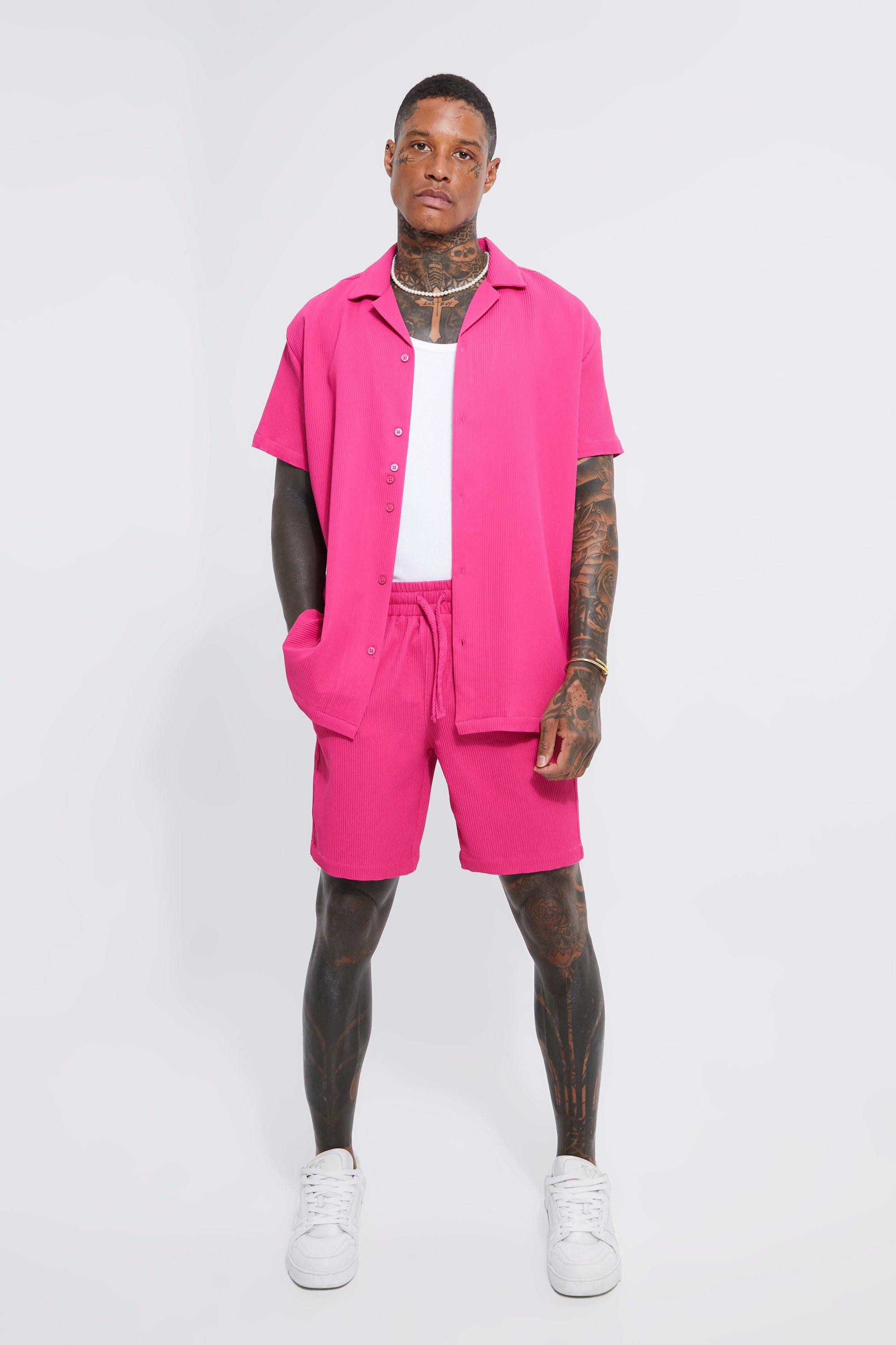 Pleated Oversized Shirt And Short Set | boohooMAN (DE, IE & UK)