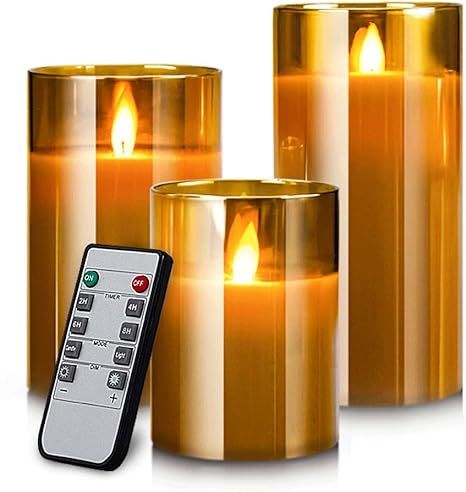 Led Flameless Candles, Battery Operated Flickering Candles Pillar Real Wax Moving Flame Electric ... | Amazon (US)