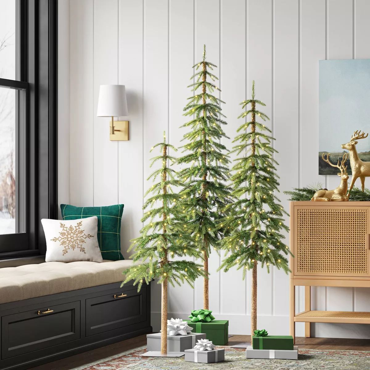 4' Pre-Lit LED Downswept Alpine Balsam Mini Artificial Christmas Tree Warm White Dew Drop Lights ... | Target