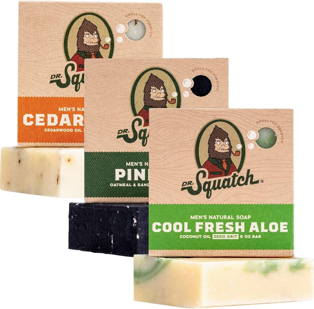 Dr. Squatch All Natural Bar Soap for Men, 3 Bar Variety Pack, Pine Tar, Cedar Citrus and Cool Fre... | Amazon (US)