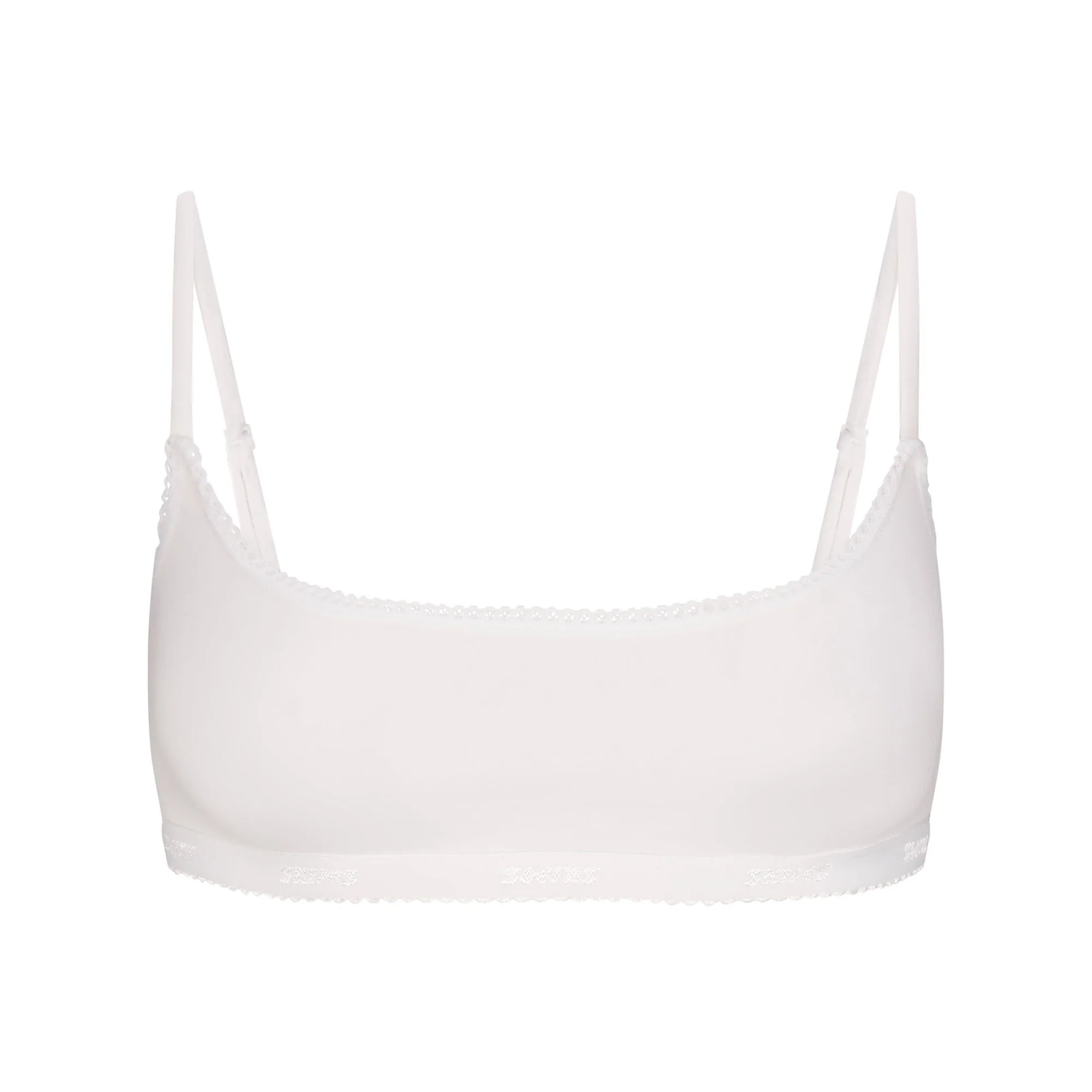 LIGHTWEIGHT COTTON LOGO PICOT SCOOP BRALETTE | SNOW | SKIMS | SKIMS (US)