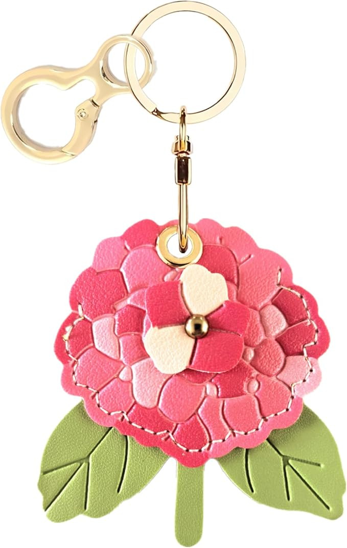 BORKUANA Leather Keychain Holder Case Compatible with AirTag,Cute Protective Cover with Keyring | Amazon (US)