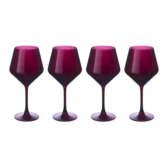 Thyme & Table 4-Pack Angled Wine Glass Set, Purple | Walmart (US)