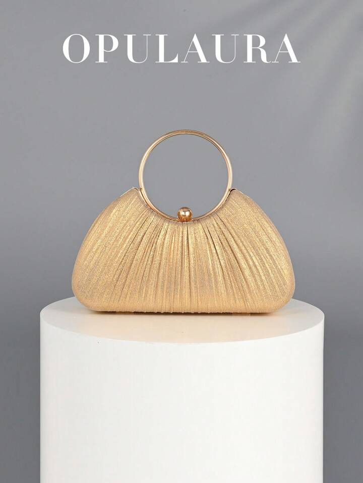 OpulAura Women's Metallic Luxury Evening Clutch Bag, Sophisticated Leather Handbag, Glam Sparklin... | SHEIN