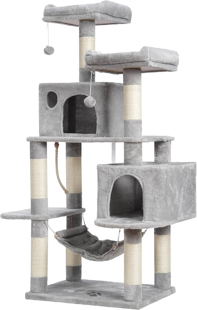 Hey-brother Large Multi-Level Cat Tree Condo Furniture with Sisal-Covered Scratching Posts, 2 Big... | Amazon (US)