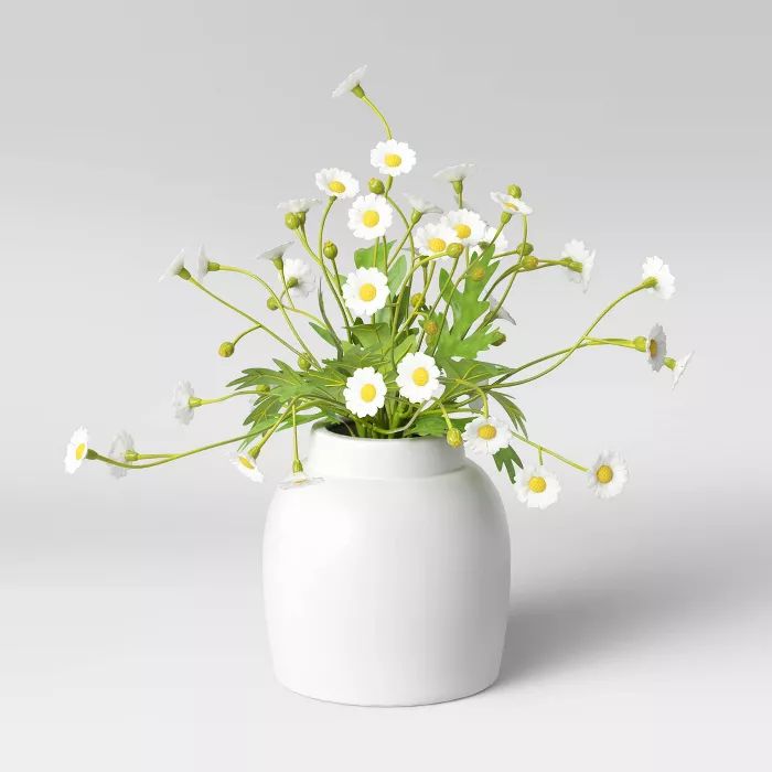 11" x 9" Artificial Daisy Plant Arrangement in Ceramic Pot White - Threshold™ | Target