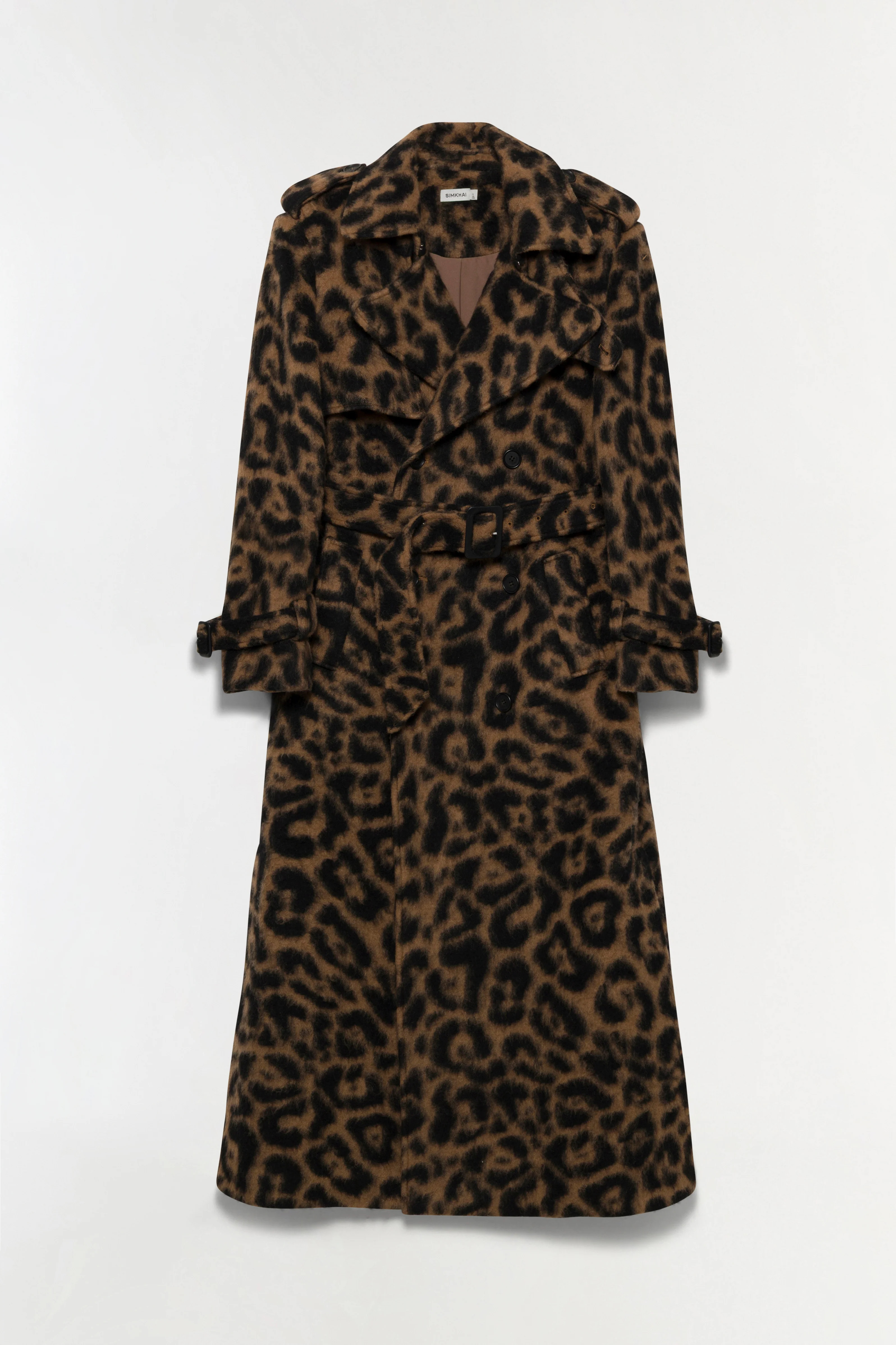 SIMKHAI Women's Rumi Wool Overcoat in Leopard, Size Medium | Simkhai
