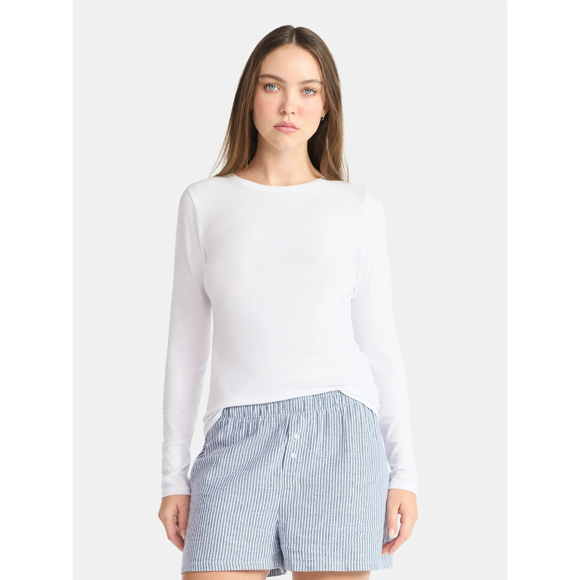 No Boundaries Long Sleeve Crewneck Tee, Women's | Walmart (US)