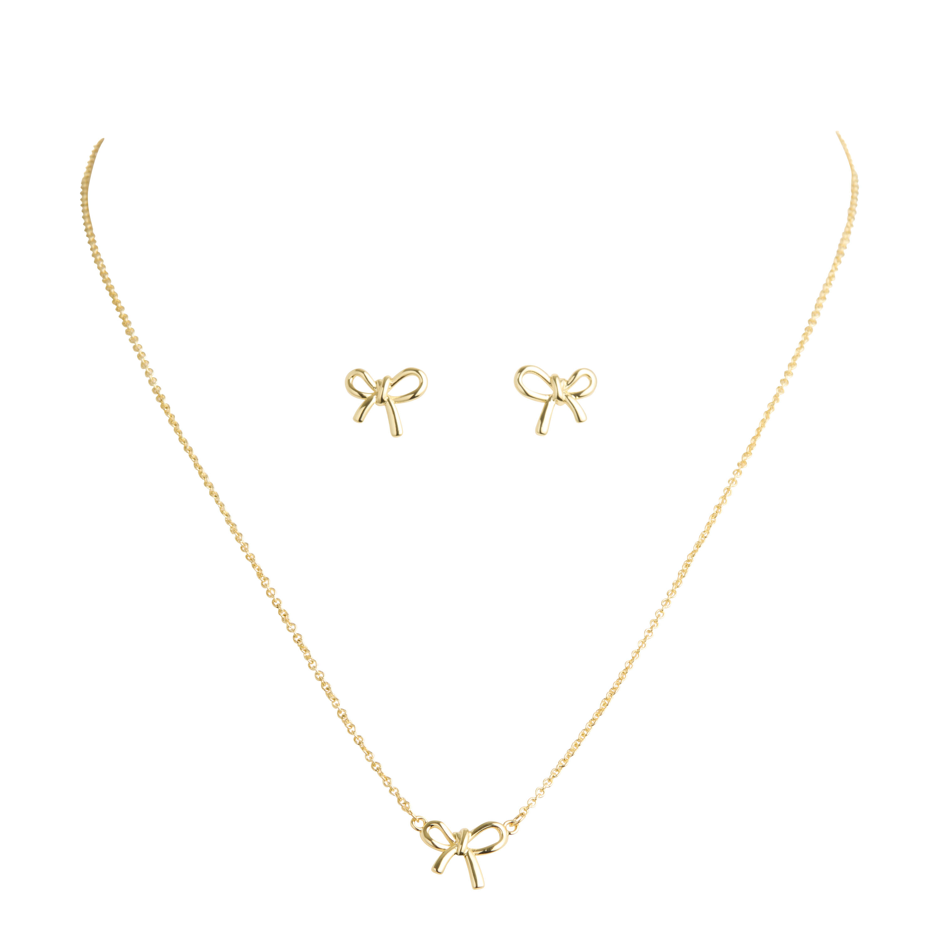 Gold Bow Necklace and Earring Set | World Market