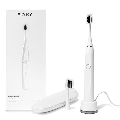 Boka Electric Toothbrush for Adults w/ 2 Heads - Rechargeable Sonic Powered Tooth Brush - Charcoa... | Amazon (US)