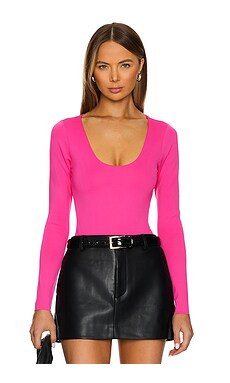 Good American Scuba Scoop Long Sleeve Body in Ballerina Pink004 from Revolve.com | Revolve Clothing (Global)