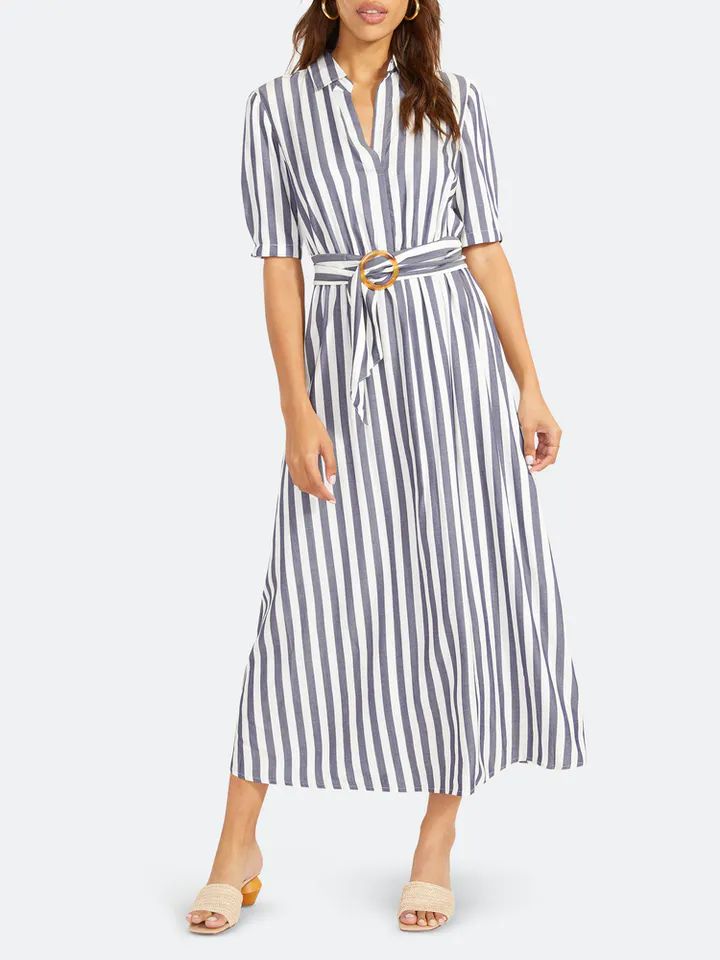 That's Your Stripe Midi Elbow Sleeve Dress | Verishop