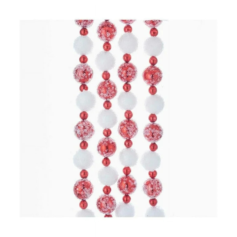 Kurt Adler Red and White Frosted Beaded Garland | Walmart (US)