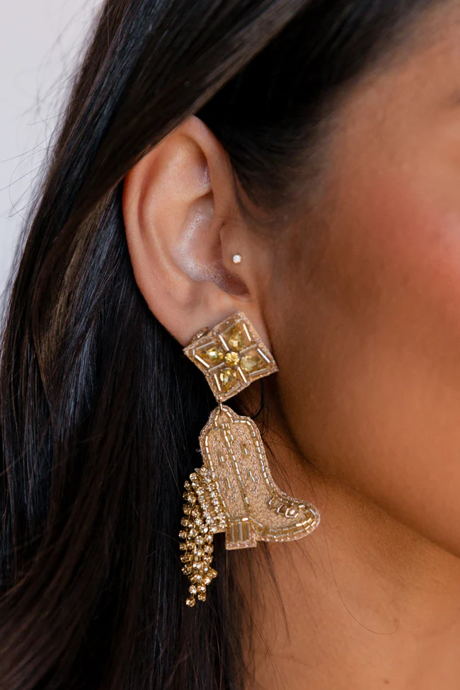 Gold Cowboy Boot Earrings | Pink Lily