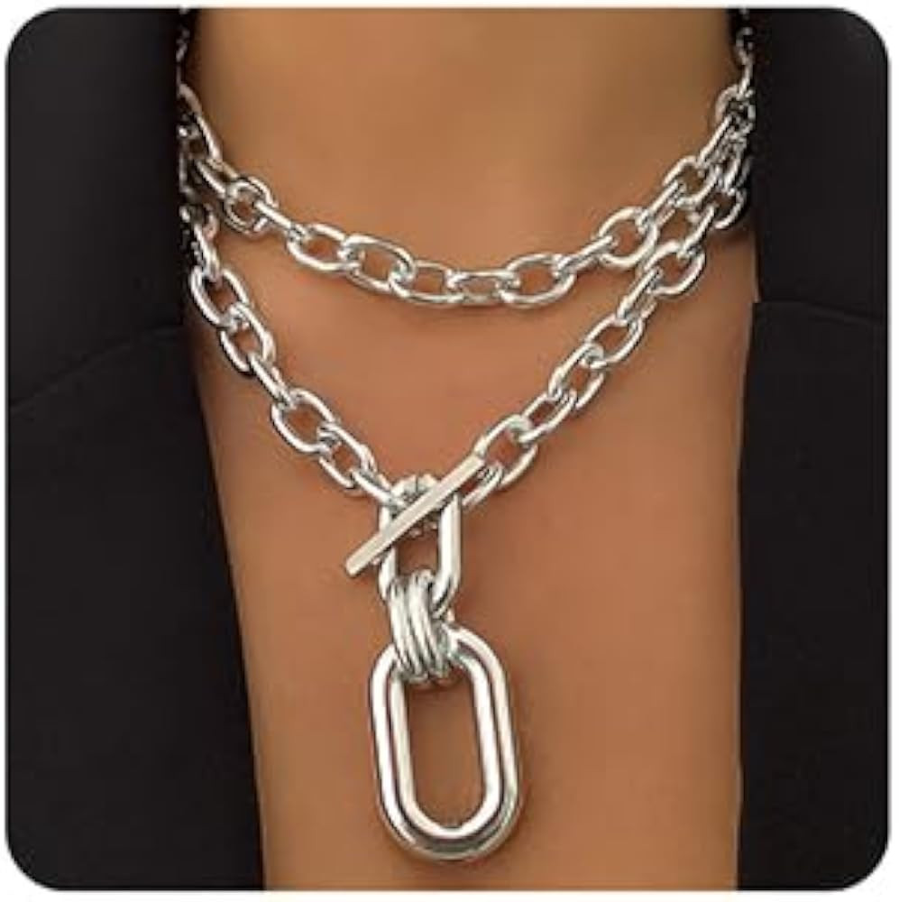 Punk Choker Necklace Chunky Chain Link Necklace for Women | Amazon (US)