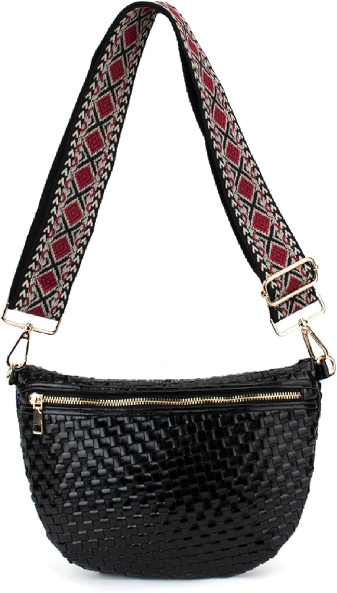 The Fiona | Woven Bum Bag | Stylish Woven Crossbody Pack | Adjustable Strap for Travel Festivals ... | Amazon (US)