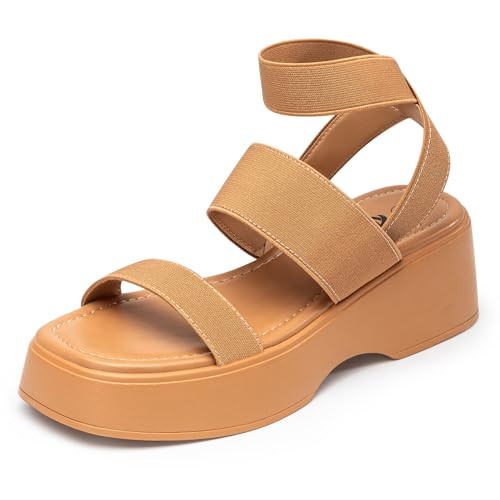 Trary Platform Sandals Women, Comfortable Sandals for Women, Wedge Sandals for Women, Cute Open Toe Strappy Sandals, Lightweight Elastic Ankle Strap Sandals, Block Chunky Heeled Sandals, Gladiator | Amazon (US)