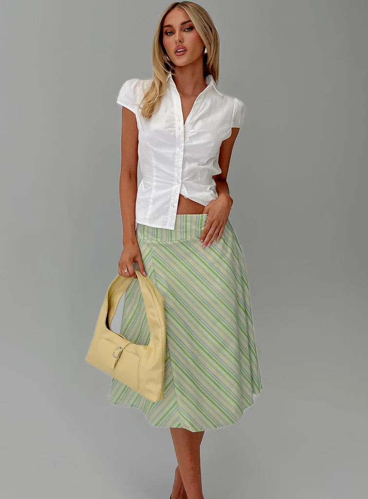 Vettie Midi Skirt Green Multi | Princess Polly US