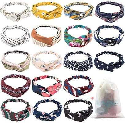 18 Pcs Boho Headbands for Women, EAONE Floral Bandeau Headbands Beach Headbands Elastic Hair Band... | Amazon (US)