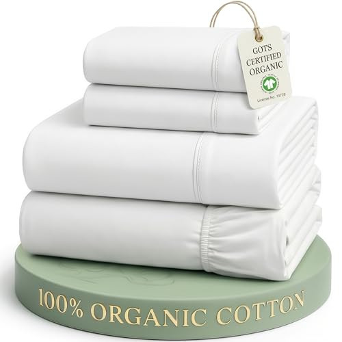 LANE LINEN Queen Sheets 100% Organic Cotton 4pc Percale Cooling - White | Amazon (US)
