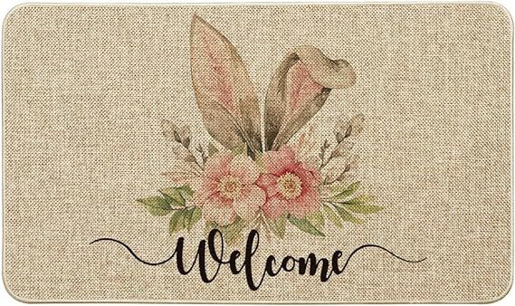 Artoid Mode Elegant Welcome Cute Bunny Ears Easter Doormat, Seasonal Spring Summer Holiday Annive... | Amazon (US)