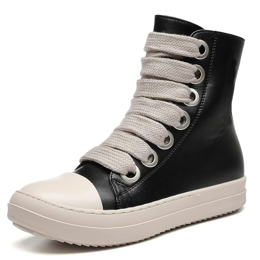 MOFEEDOUKA Womens High Top Sneakers Thick Shoe Laces PU Leather Comfort Platform Walking Shoes wi... | Amazon (US)