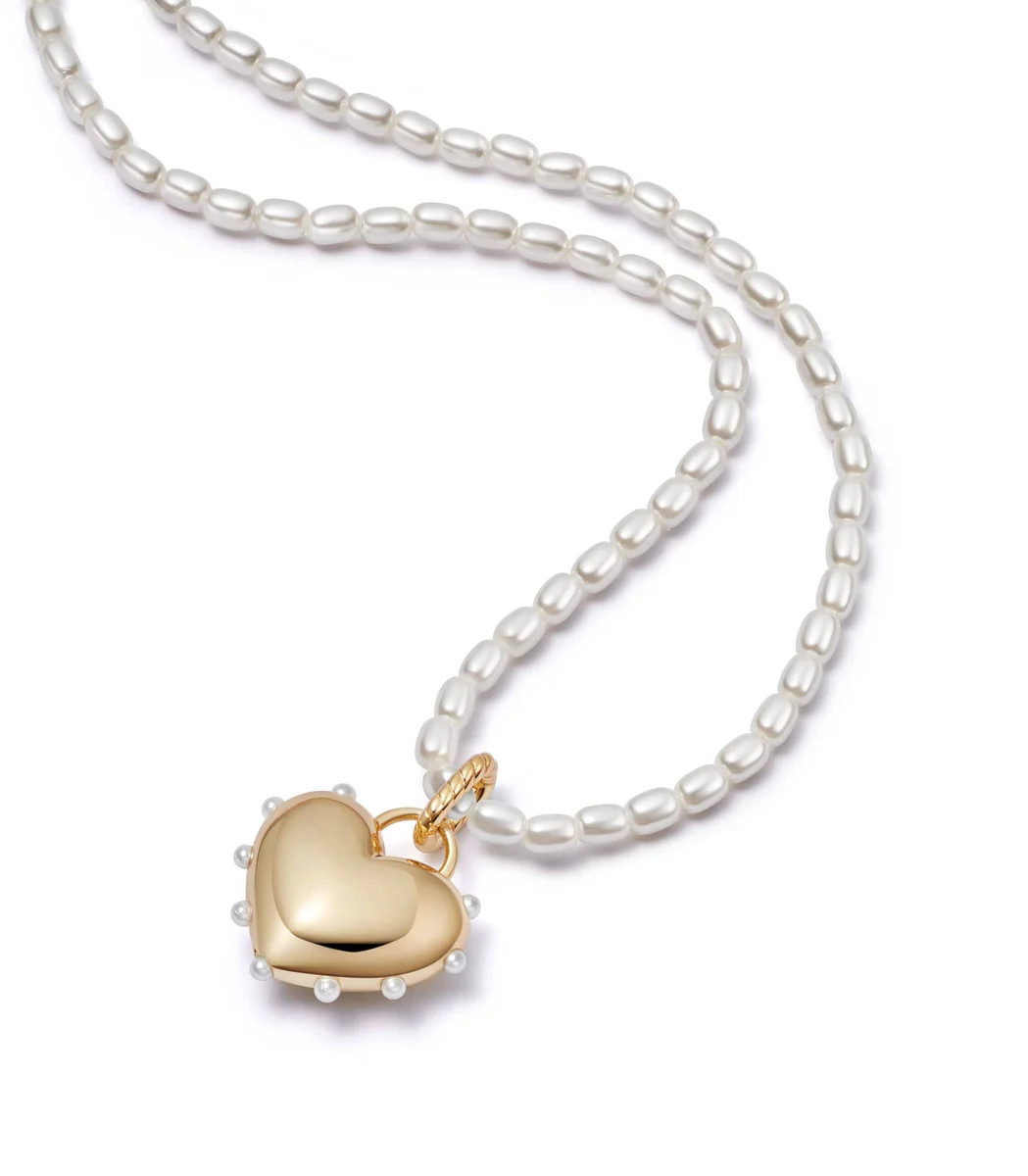 Shrimps Chubby Heart Pearl Necklace 18ct Gold Plate | Daisy London Jewellery
