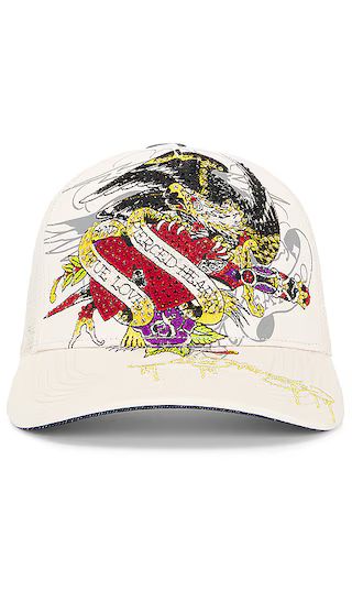 Pierced Eagle Rhinestone Trucker Hat in Ivory | Revolve Clothing (Global)